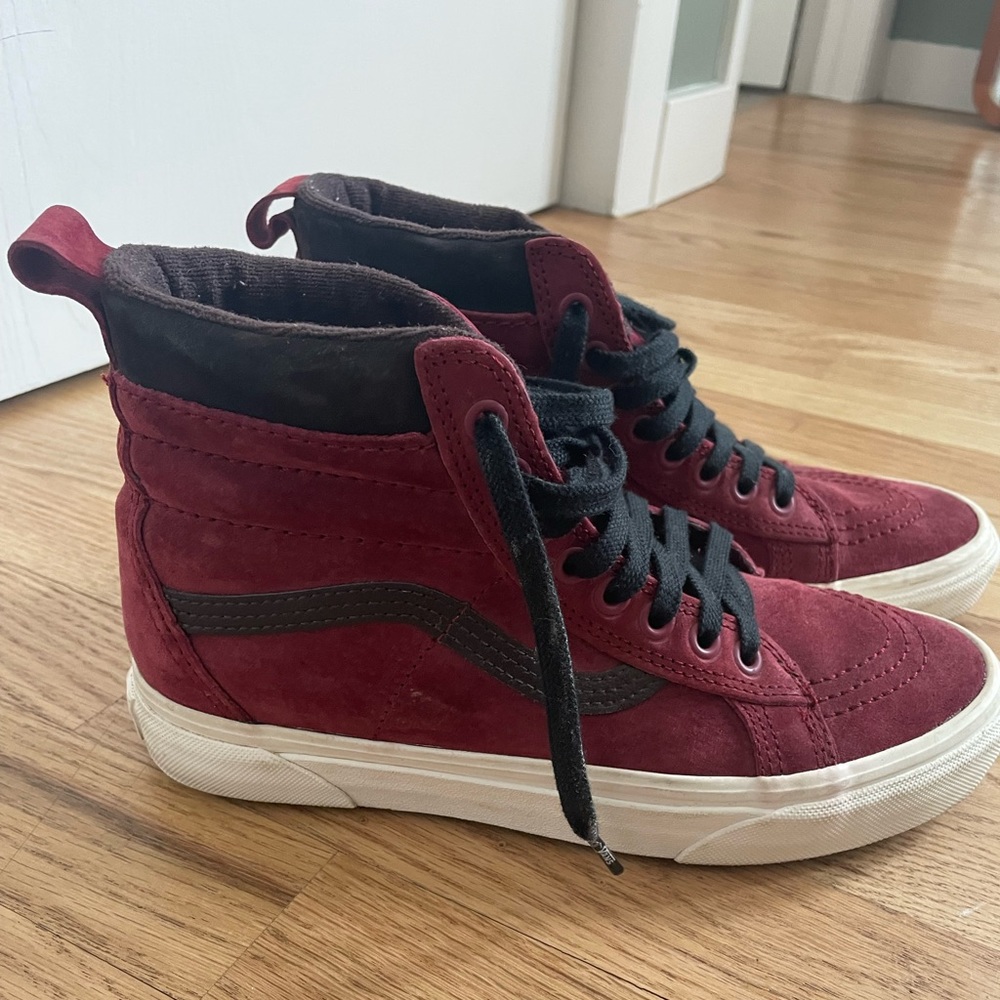 Maroon high top Vans